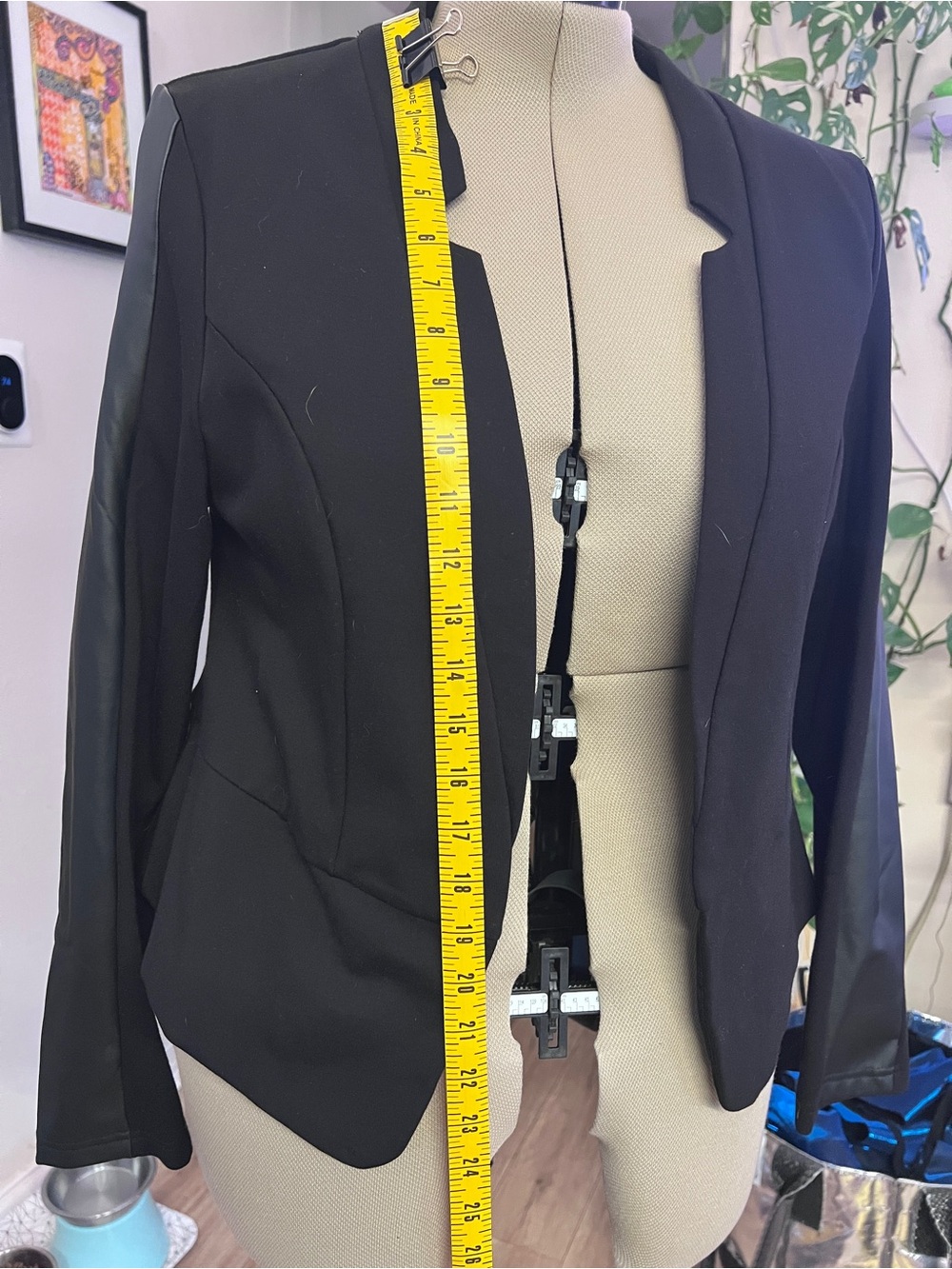 torrid Black Open-Front Blazer with Faux Leather Sleeves - Picture 8 of 8